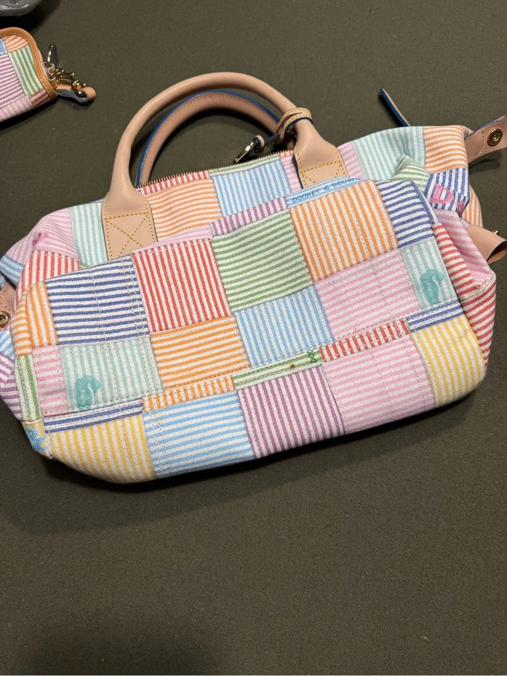 Dooney & Bourke Multicolor Patchwork Satchel duffle EUC vintage